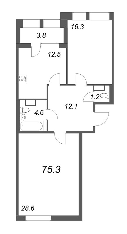 2 ккв 75,3 м²