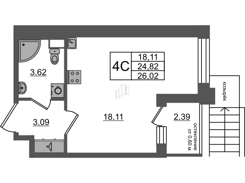 Студия 24,8 м²