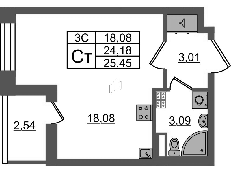 Студия 24,2 м²