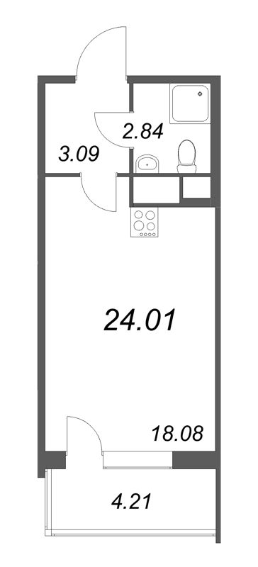 Студия 24,3 м²