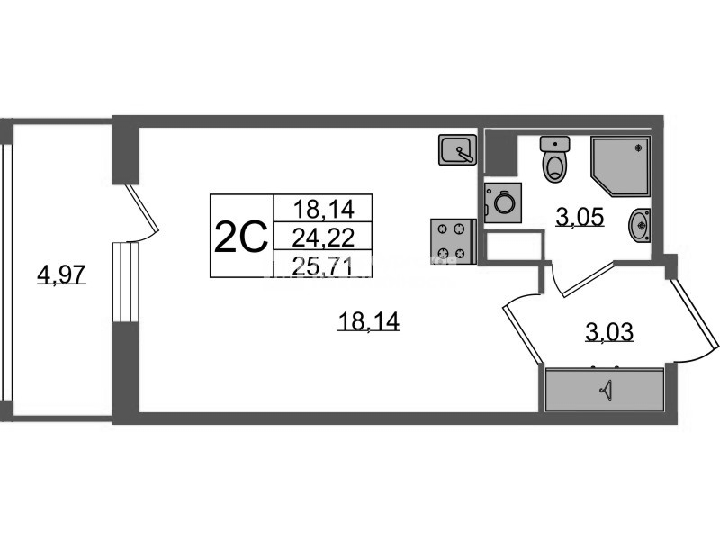 Студия 24,2 м²
