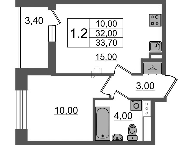 1 ккв 32 м²