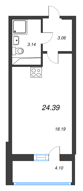 Студия 24,4 м²