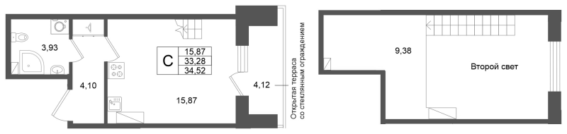 Студия 33,3 м²