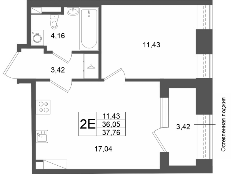 2 ккв (Евро) 36,1 м²