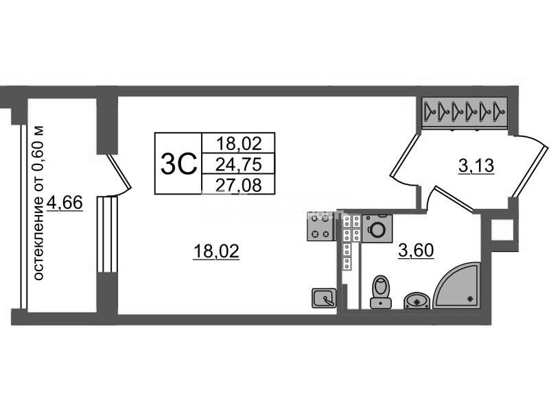 Студия 24,8 м²