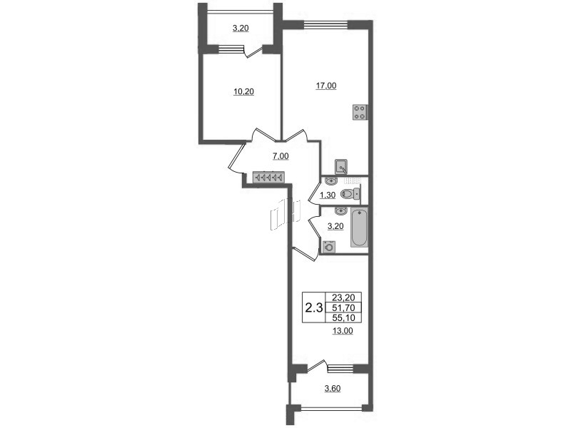 3 ккв (Евро) 51,7 м²