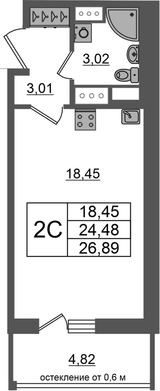 Студия 24,5 м²