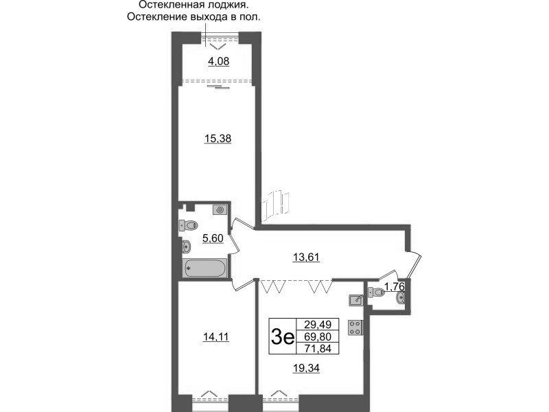 3 ккв (Евро) 69,8 м²