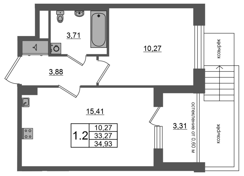2 ккв (Евро) 33,3 м²