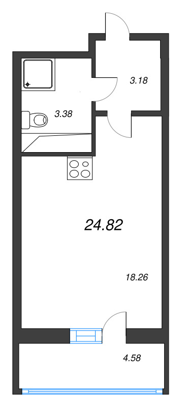 Студия 24,8 м²