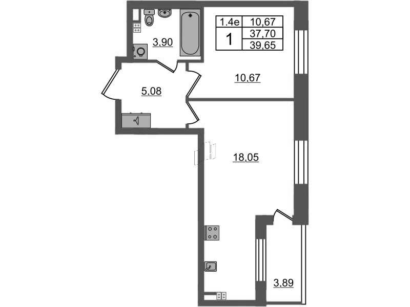2 ккв (Евро) 37,7 м²