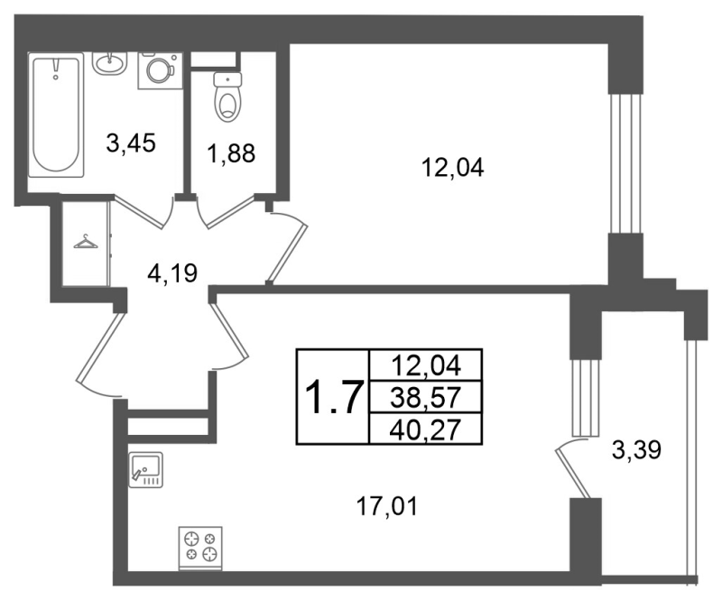 2 ккв (Евро) 38,6 м²