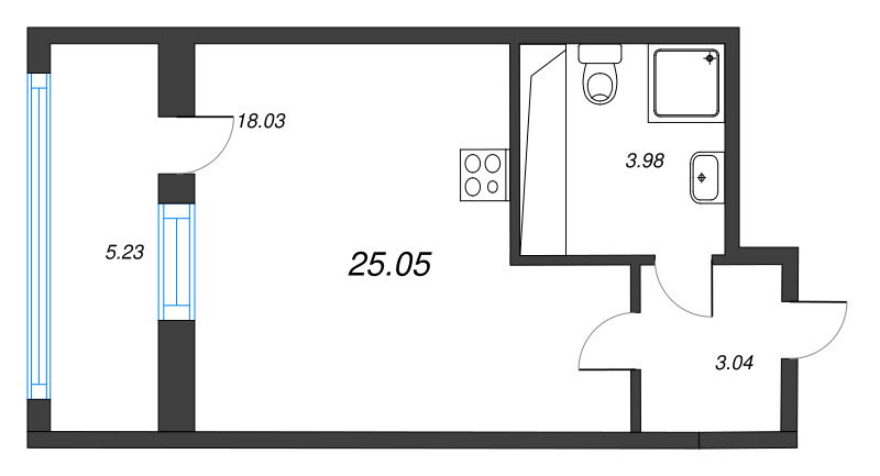 Студия 25,1 м²