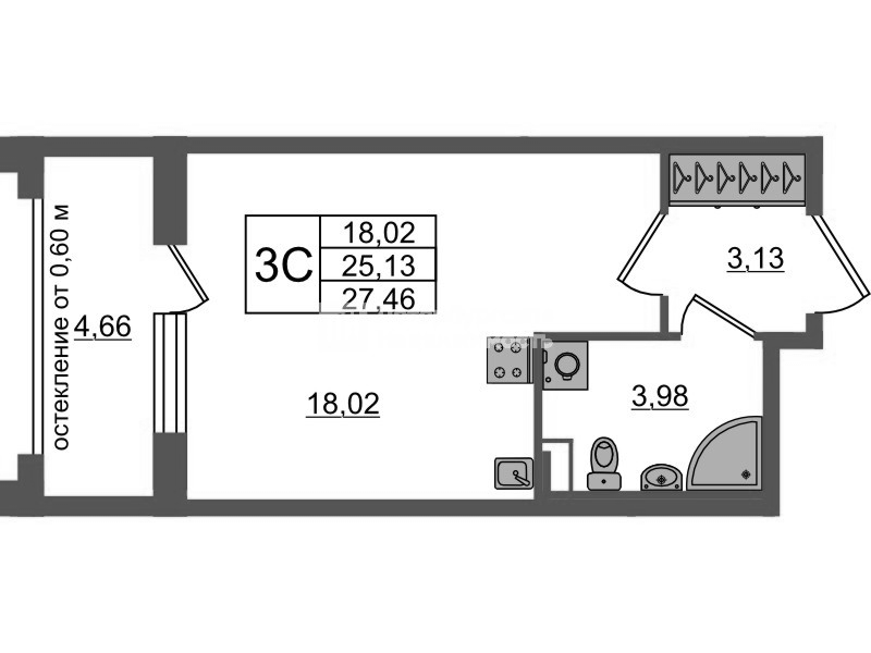 Студия 25,1 м²