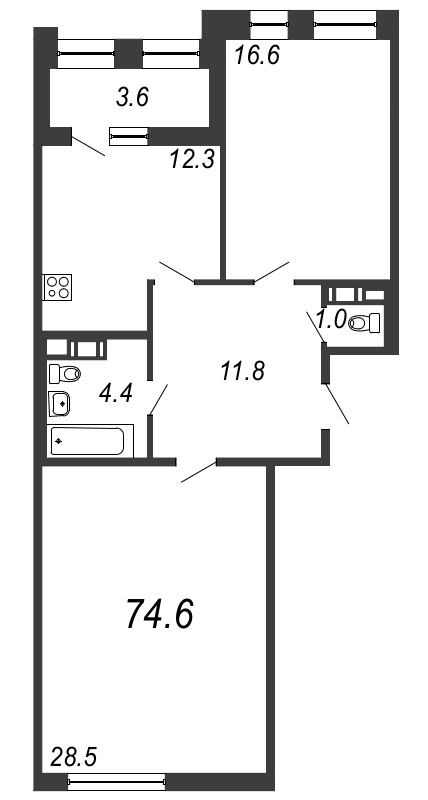 2 ккв 75 м²