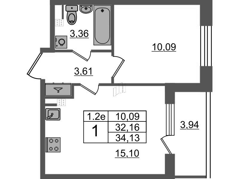 2 ккв (Евро) 32,2 м²