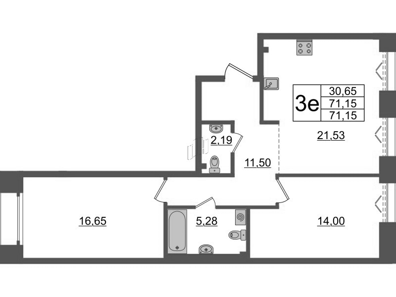 3 ккв (Евро) 71,2 м²