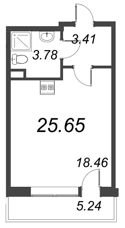 Студия 25,7 м²