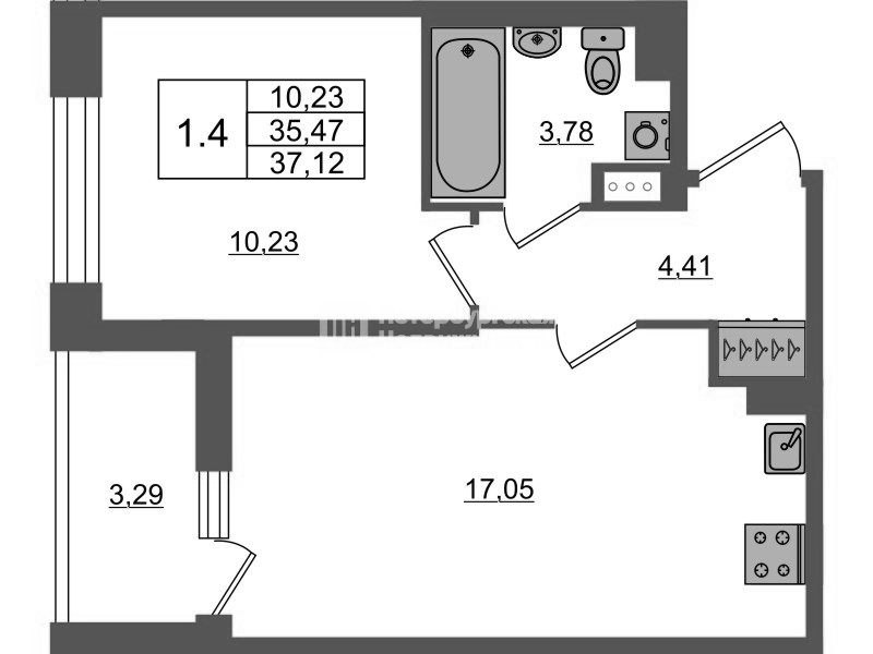 2 ккв (Евро) 35,5 м²