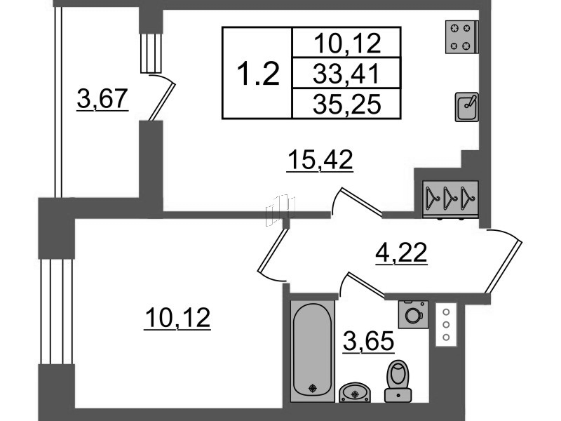 2 ккв (Евро) 33,4 м²