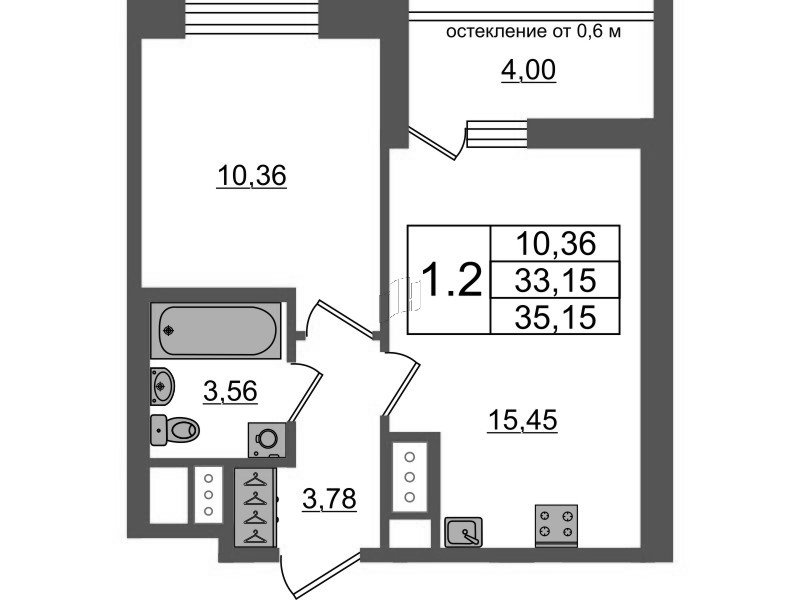 2 ккв (Евро) 33,2 м²