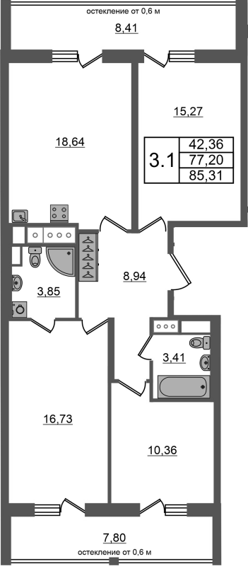 4 ккв (Евро) 77,2 м²