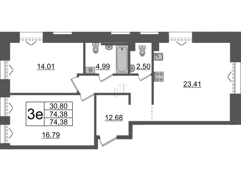 3 ккв (Евро) 74,4 м²