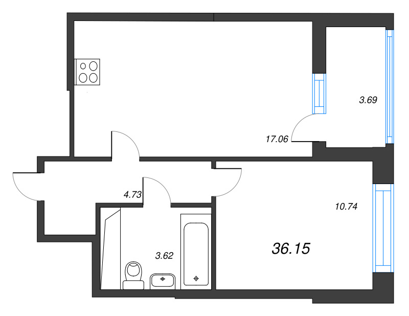 2 ккв (Евро) 36,2 м²