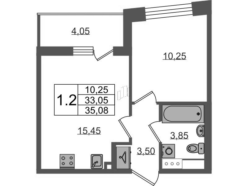 2 ккв (Евро) 33,1 м²