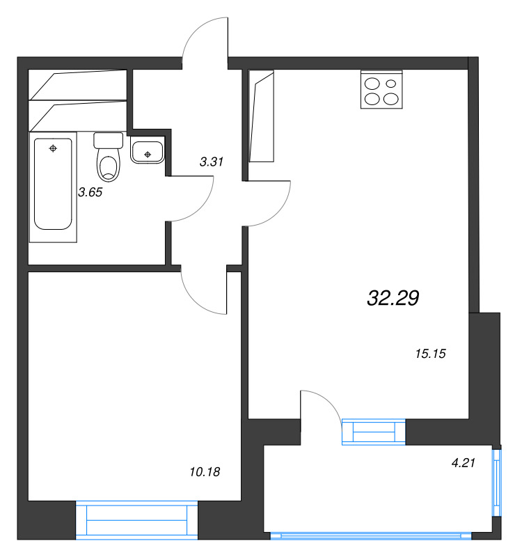 2 ккв (Евро) 32,3 м²