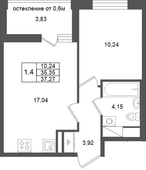 2 ккв (Евро) 35,4 м²