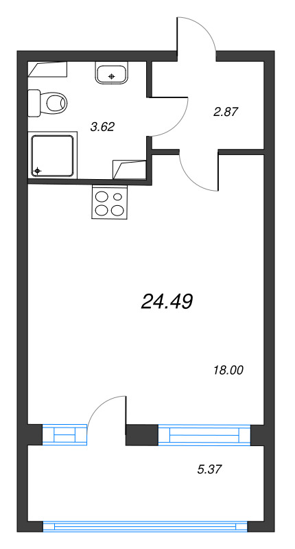 Студия 24,5 м²