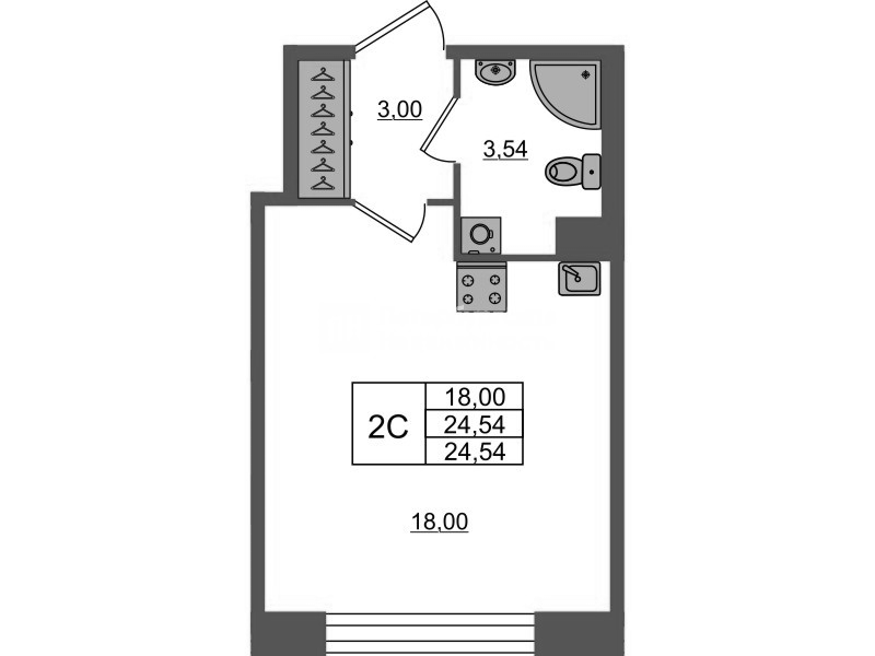Студия 24,5 м²