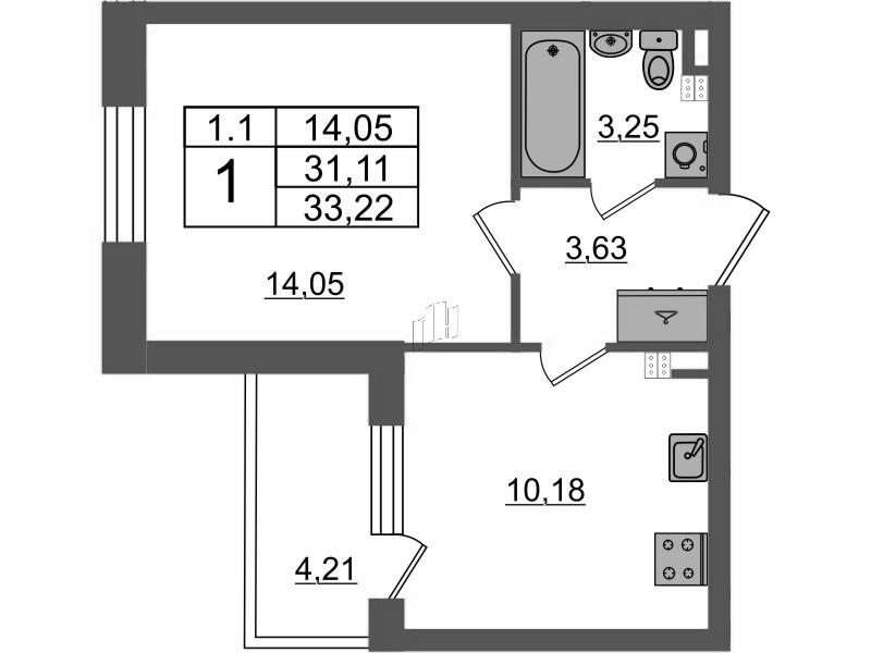 1 ккв 31,1 м²
