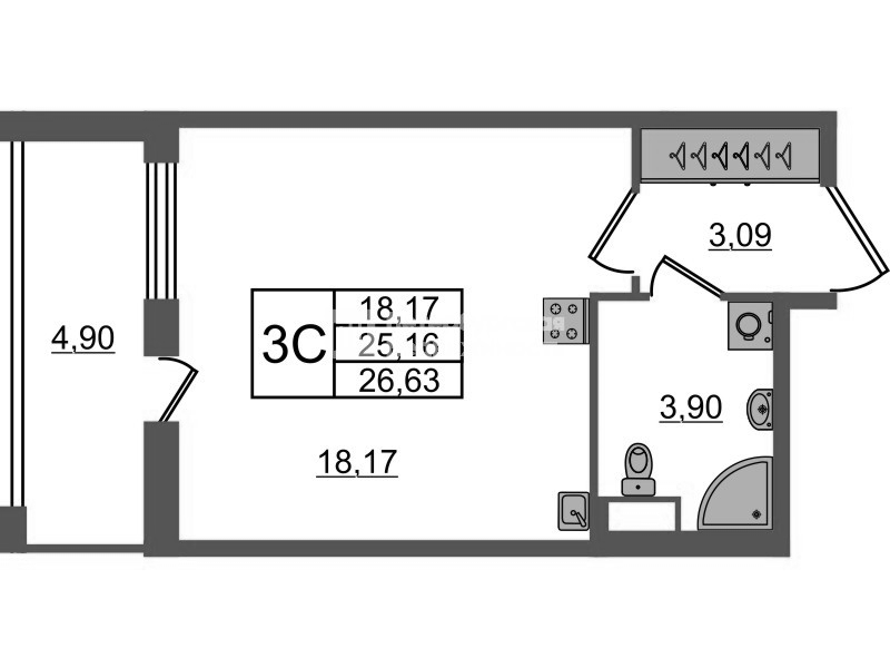 Студия 25,2 м²