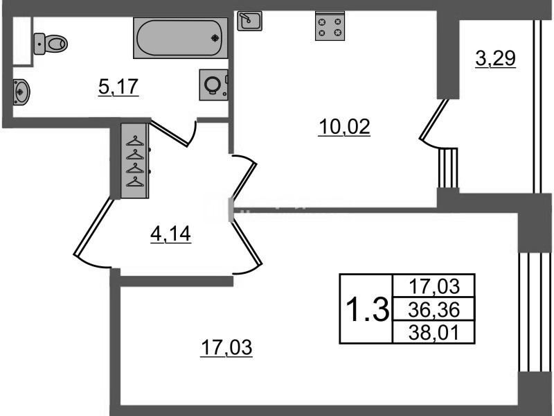 1 ккв 36,4 м²