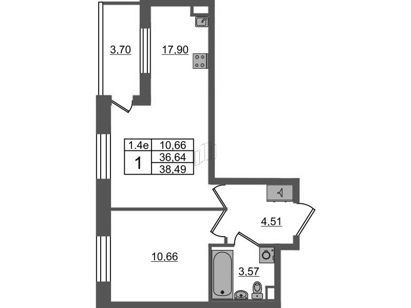 2 ккв (Евро) 36,6 м²