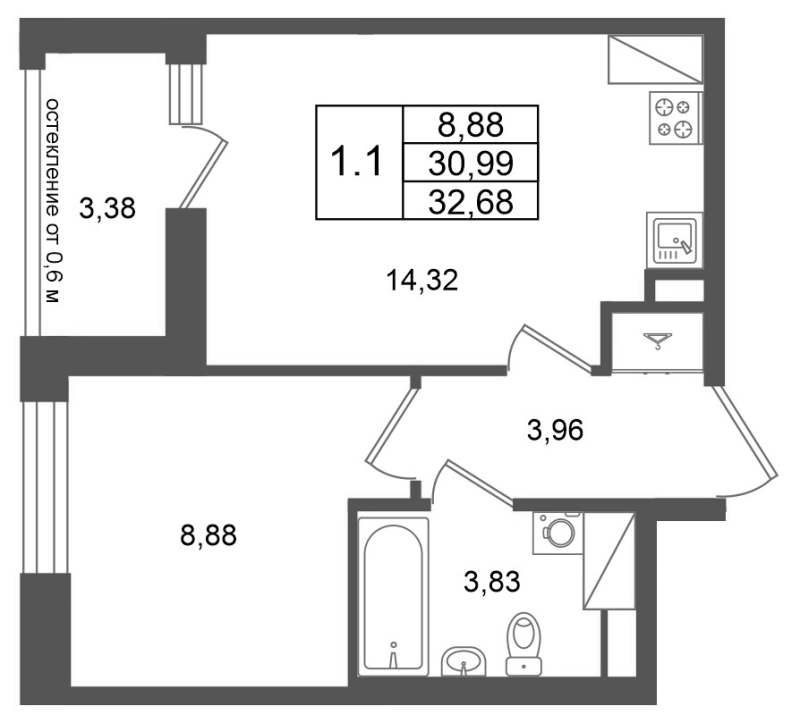 1 ккв 31 м²
