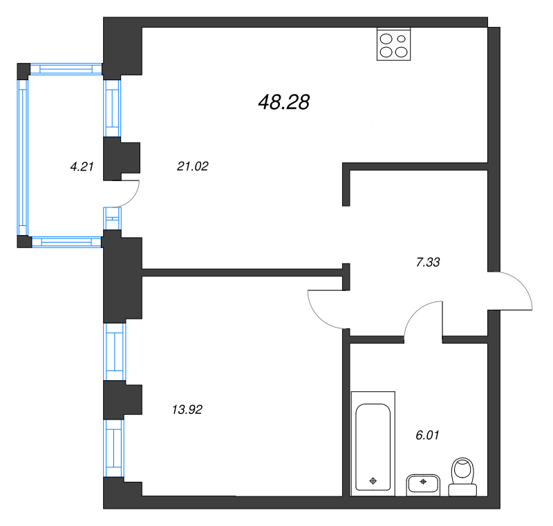 2 ккв (Евро) 48,3 м²