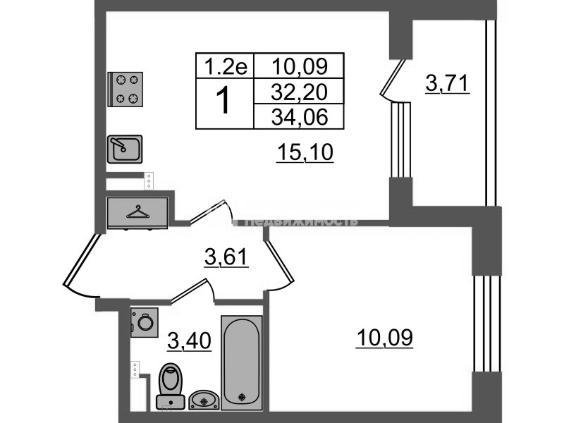 2 ккв (Евро) 32,2 м²