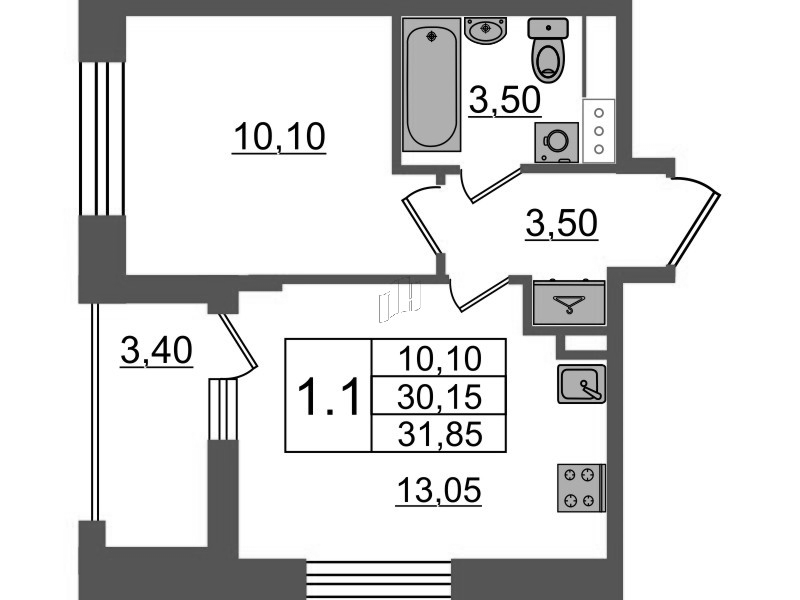 1 ккв 30,2 м²