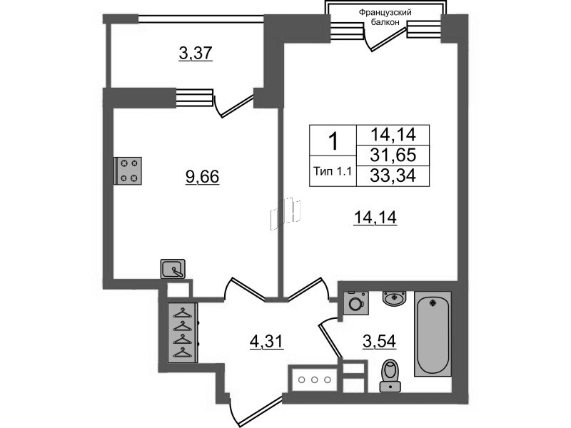 1 ккв 31,7 м²