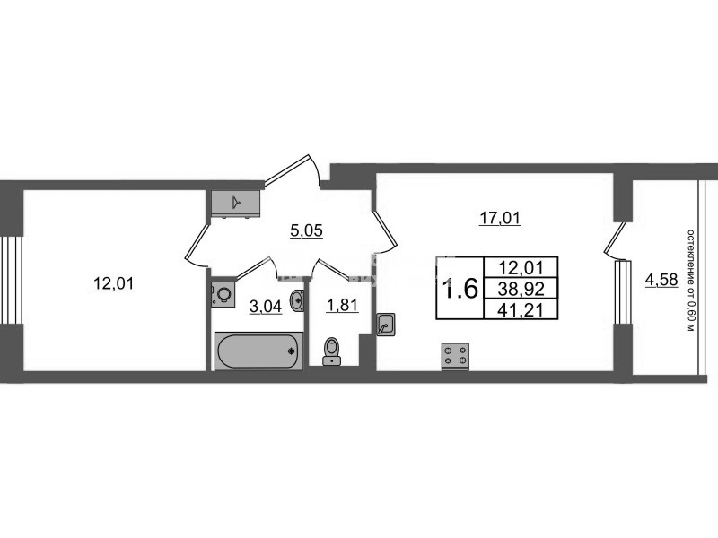 2 ккв (Евро) 38,9 м²