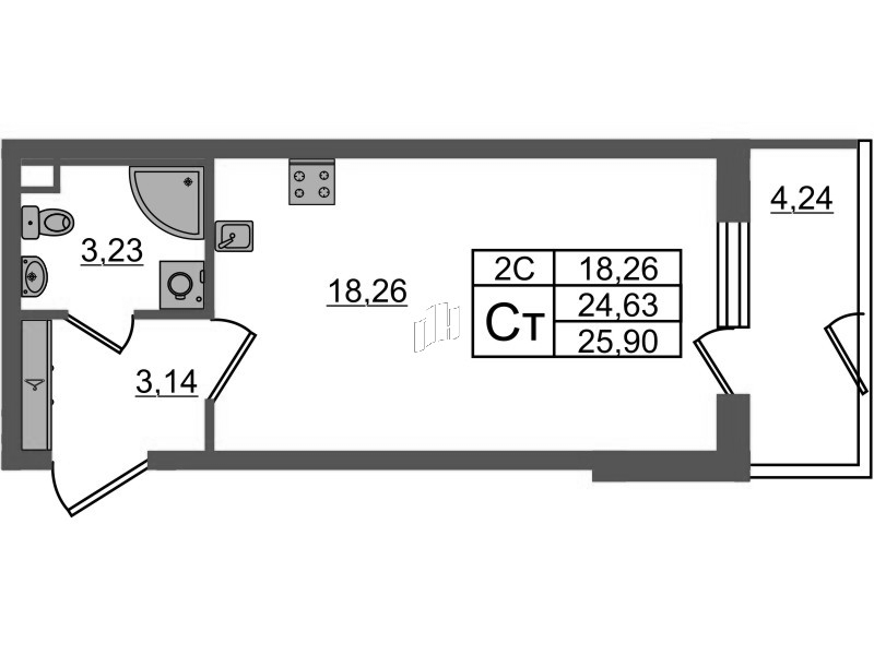 Студия 24,6 м²