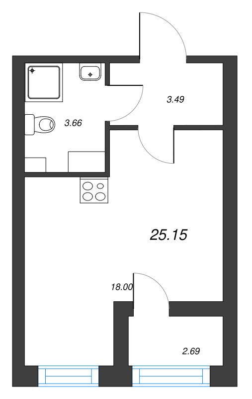 Студия 24,8 м²