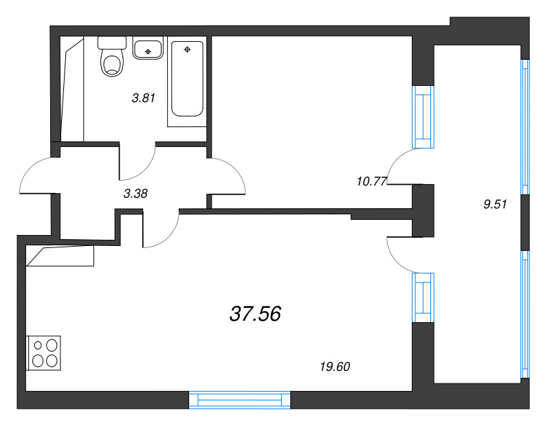 2 ккв (Евро) 37,6 м²