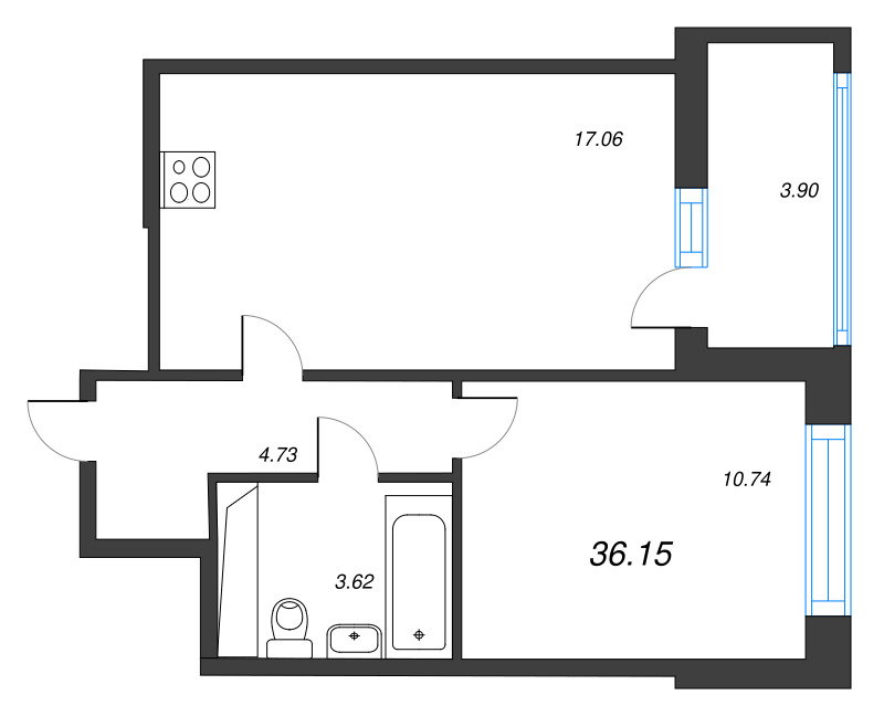 2 ккв (Евро) 36,2 м²