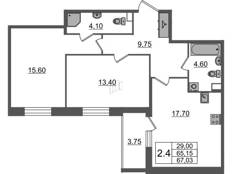 3 ккв (Евро) 65,2 м²