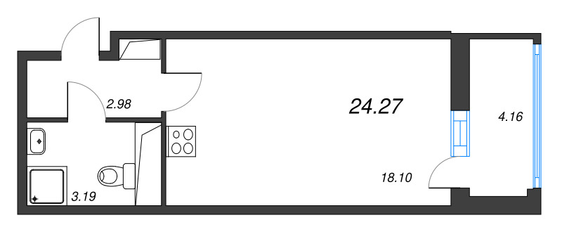 Студия 24,3 м²